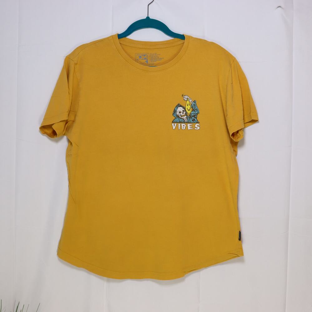 Dikotomy Mustard‎ Yellow “Positive Vibes” Graphic Tee – Size L